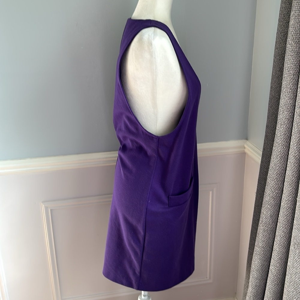 Michele Petite Jumper Deep V-Neck Purple Mini Dress Mod Vintage Size 8 - Picture 8 of 15